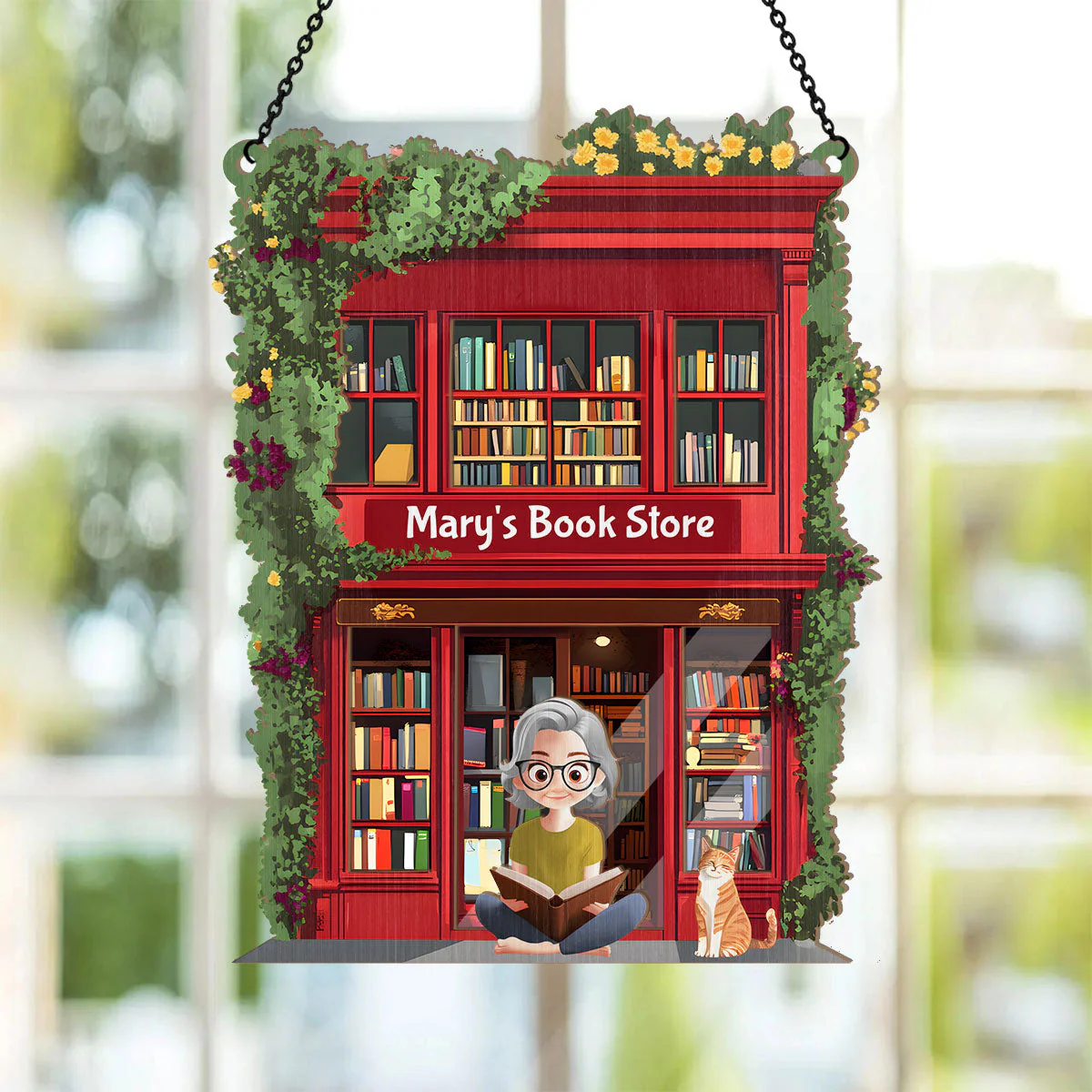 Into The Bookstore I Go To Lose Myself And Find My Soul - Personalized Window Hanging Suncatcher | CLB2