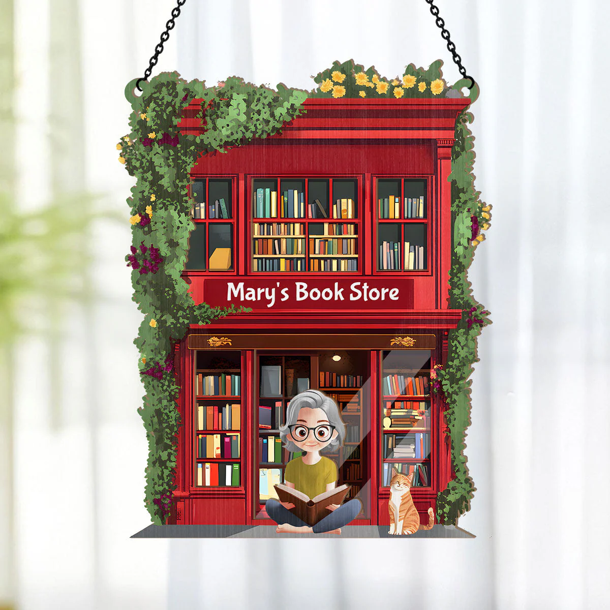 Into The Bookstore I Go To Lose Myself And Find My Soul - Personalized Window Hanging Suncatcher | CLB2 - Image 4