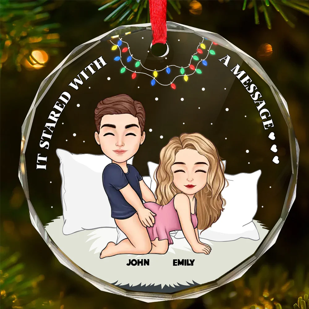 It Started With A Message - Personalized Glass Ornament - Gift For Couples | GR10 NL122 - Image 2