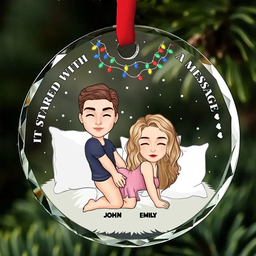 It Started With A Message - Personalized Glass Ornament - Gift For Couples | GR10 NL122 - Image 4