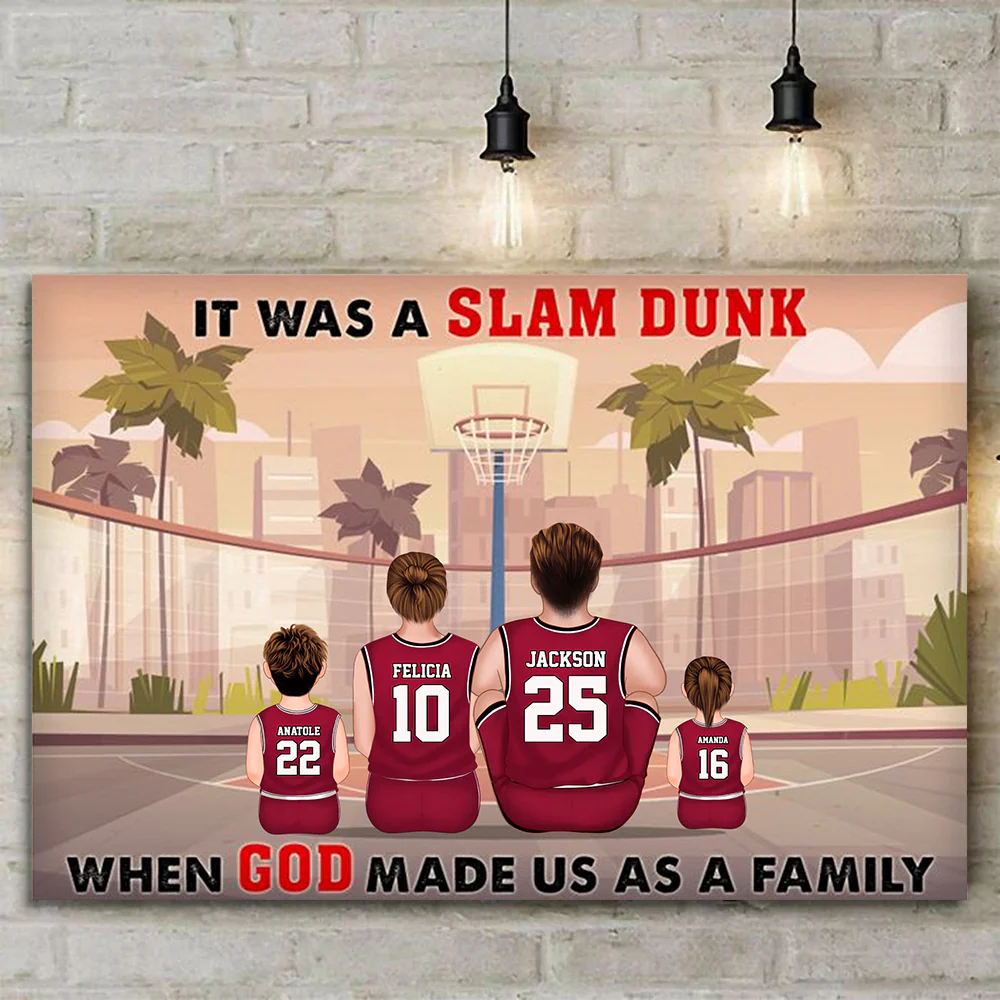It Was A Slam Dunk When God Made Us A Family - Gift For Family - Personalized Canvas Poster - SPCL03 NA94 - Image 3