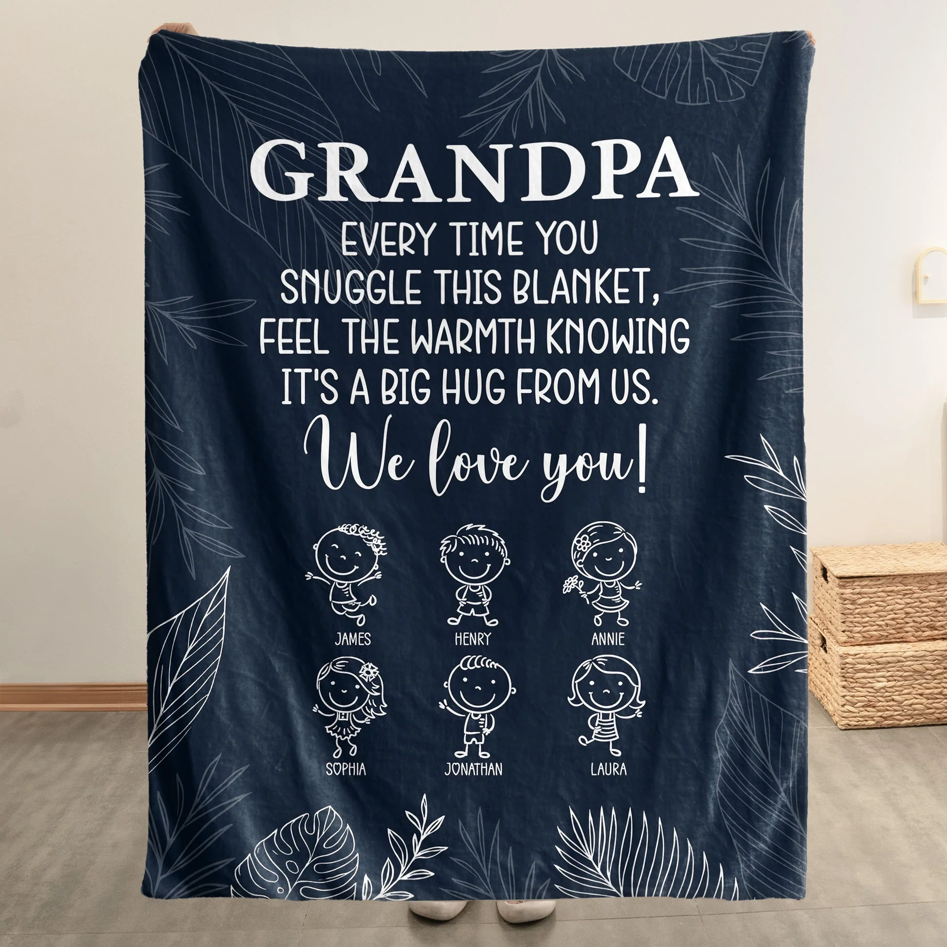 It's A Big Hug From Grandkids To Grandpa - Personalized Blanket - Gift For Grandpa, Dad NL122