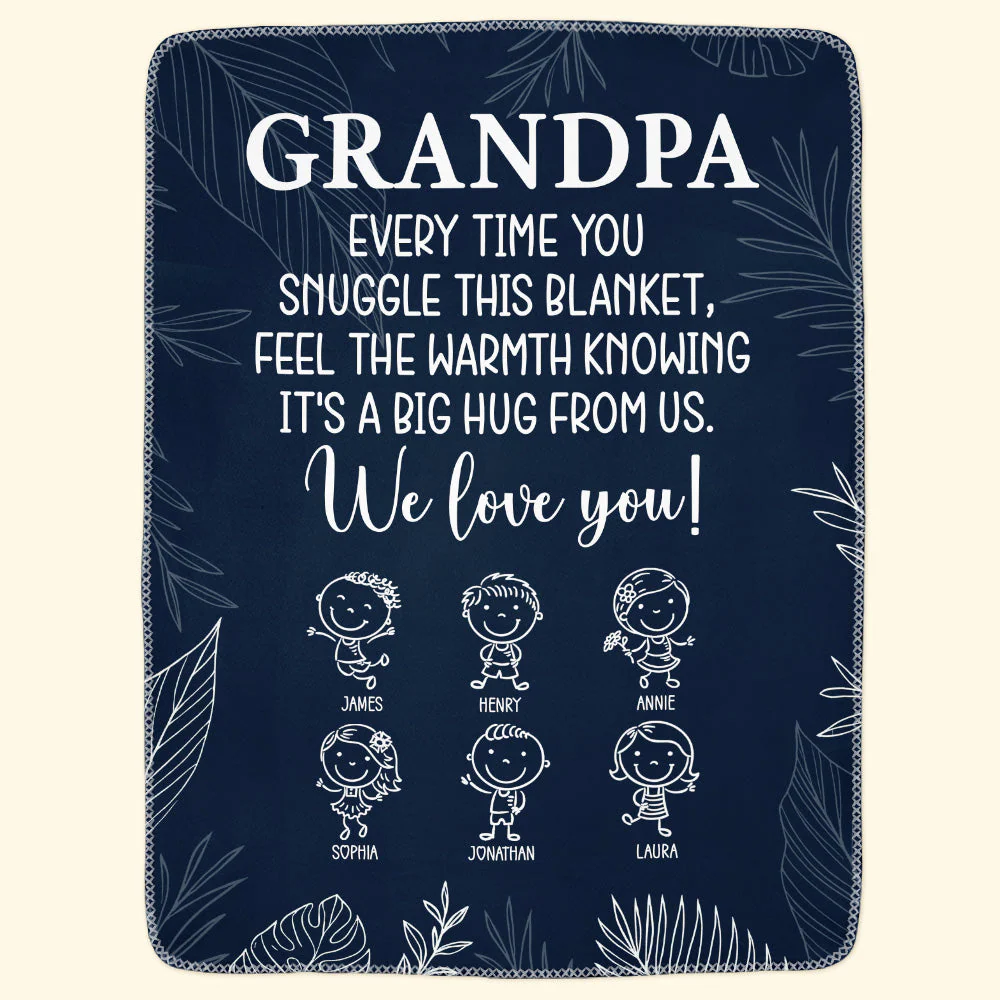 It's A Big Hug From Grandkids To Grandpa - Personalized Blanket - Gift For Grandpa, Dad NL122 - Image 2