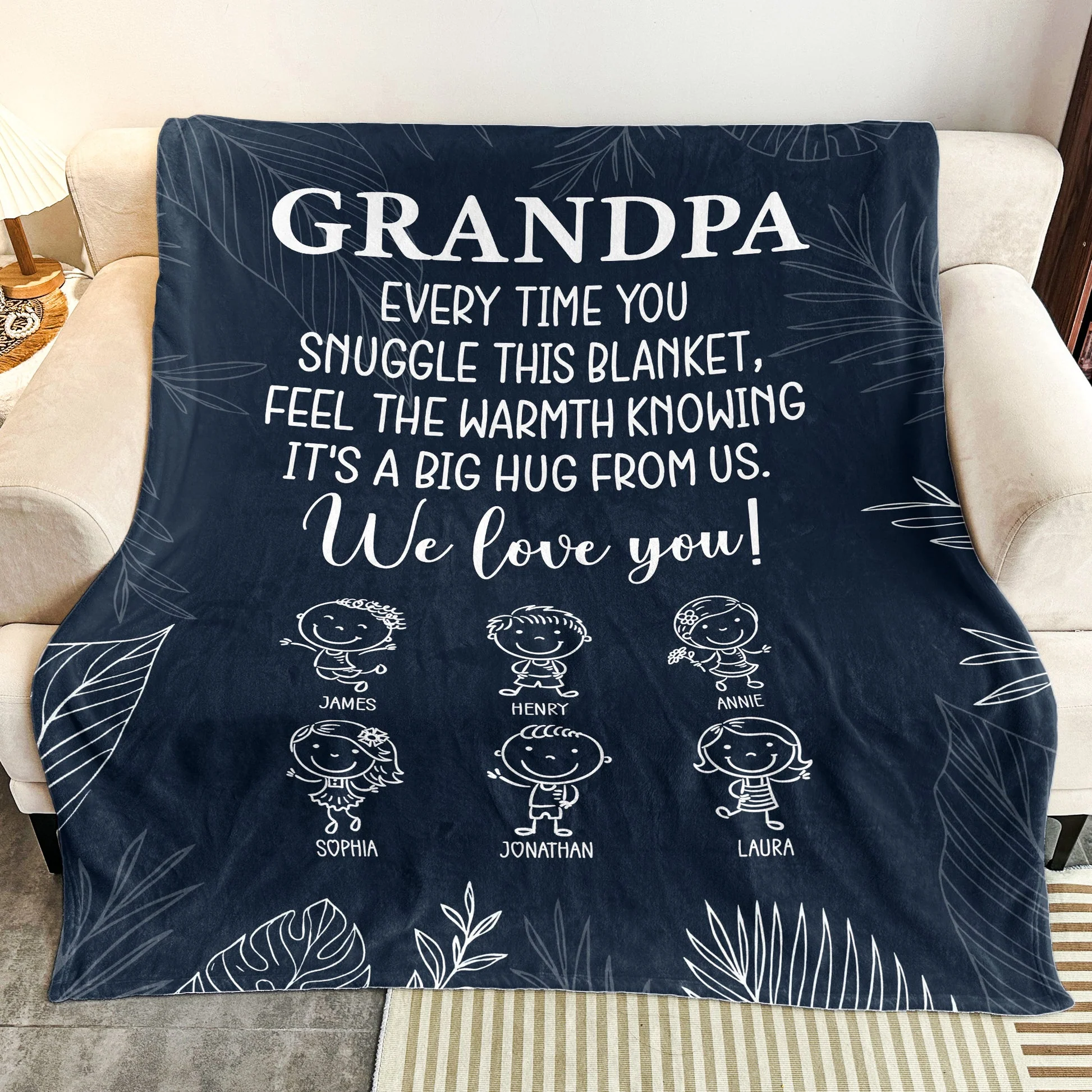 It's A Big Hug From Grandkids To Grandpa - Personalized Blanket - Gift For Grandpa, Dad NL122 - Image 3