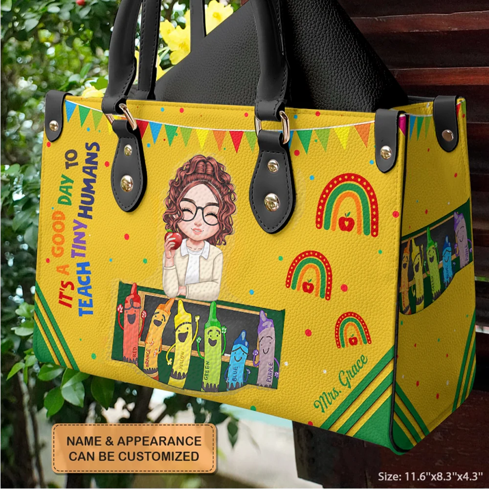 It's A Good Day To Teach Tiny Humans - Personalized Leather Handbag - Gift For Teacher | CLTC05 HN02 - Image 3