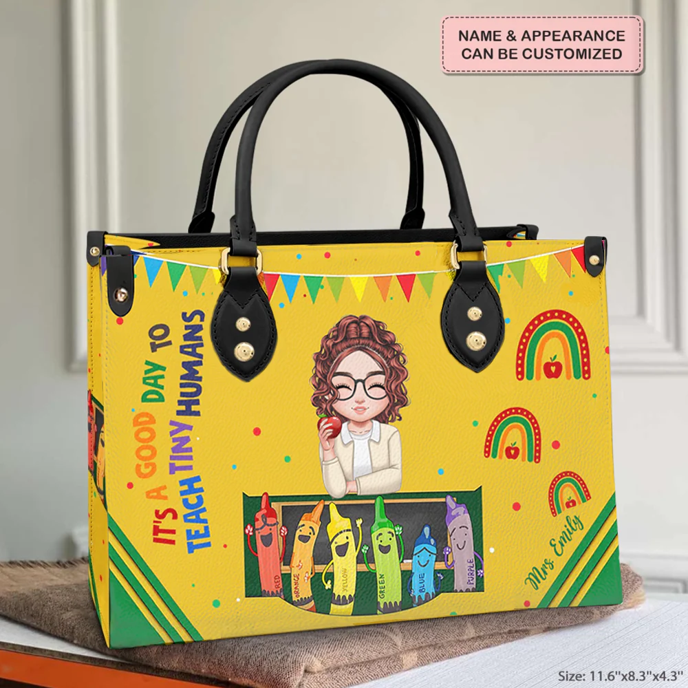It's A Good Day To Teach Tiny Humans - Personalized Leather Handbag - Gift For Teacher | CLTC05 HN02 - Image 4