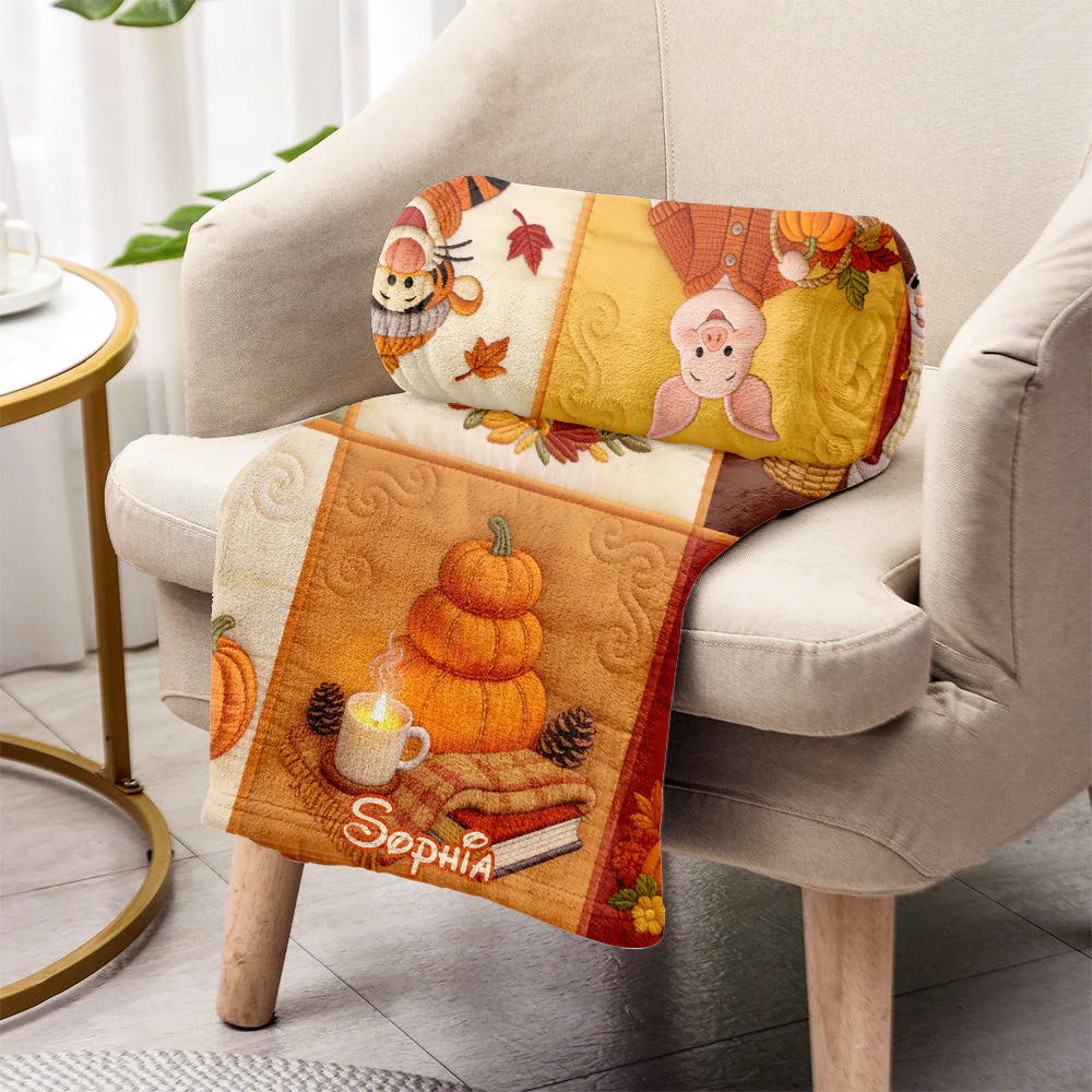 It's The Most Beautiful Of The Year - Honey Bear Fall Vibes - Personalized Blanket - DSNY - Image 3