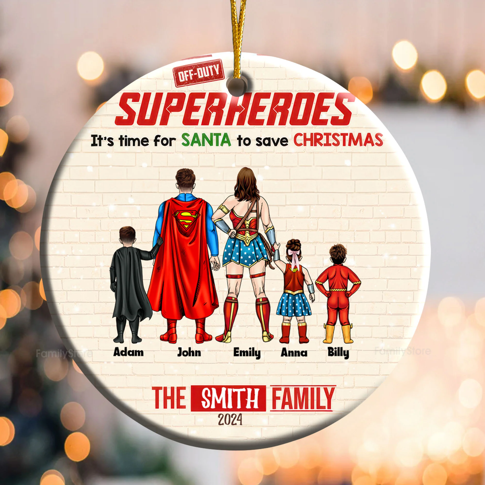 It's Time To Save Christmas - Gift For Family - Personalized Ceramic Ornament NA94 - Image 5