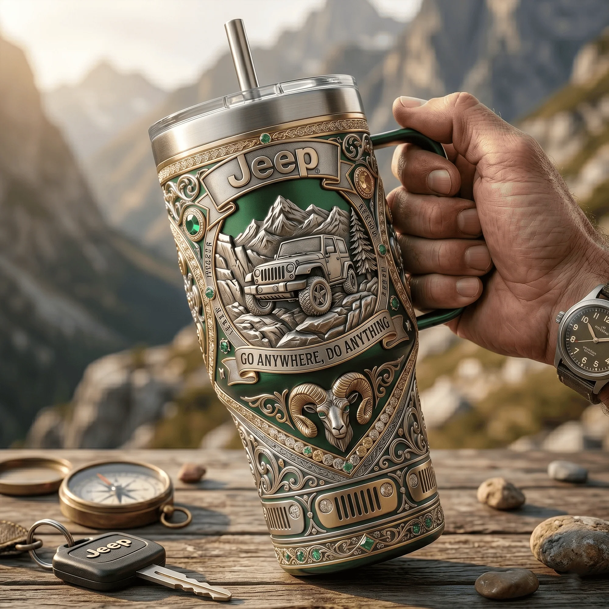 Off-Road Adventure Road And Trail Travel - Personalized Tumbler - Gift For Dad, Grandpa, Jeep Lovers