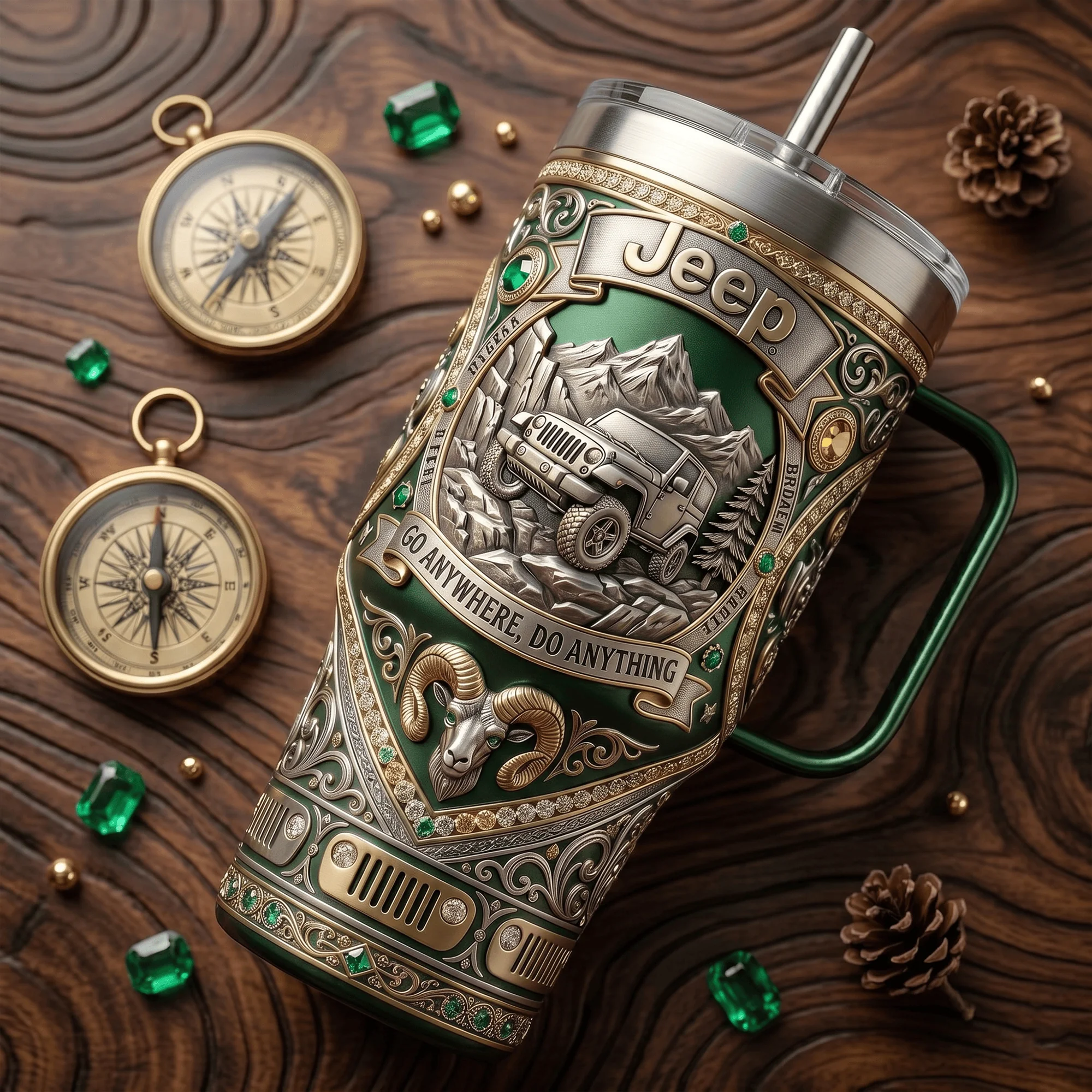 Off-Road Adventure Road And Trail Travel - Personalized Tumbler - Gift For Dad, Grandpa, Jeep Lovers - Image 4