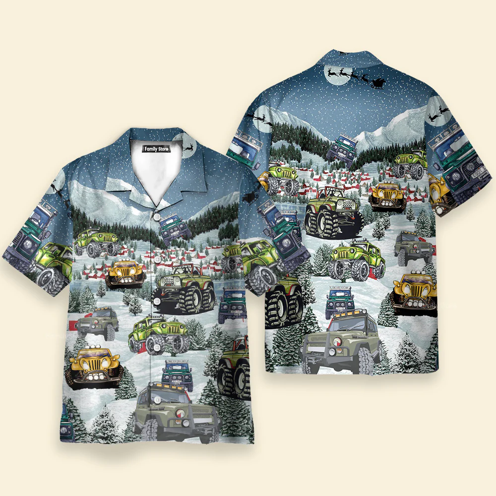 Jeep Snow Party Merry Christmas - Hawaiian Shirt - Image 4