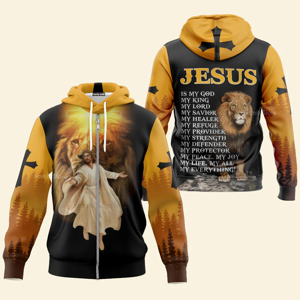 Jesus And Lion My Everything Hoodie For Men & Women - Image 3