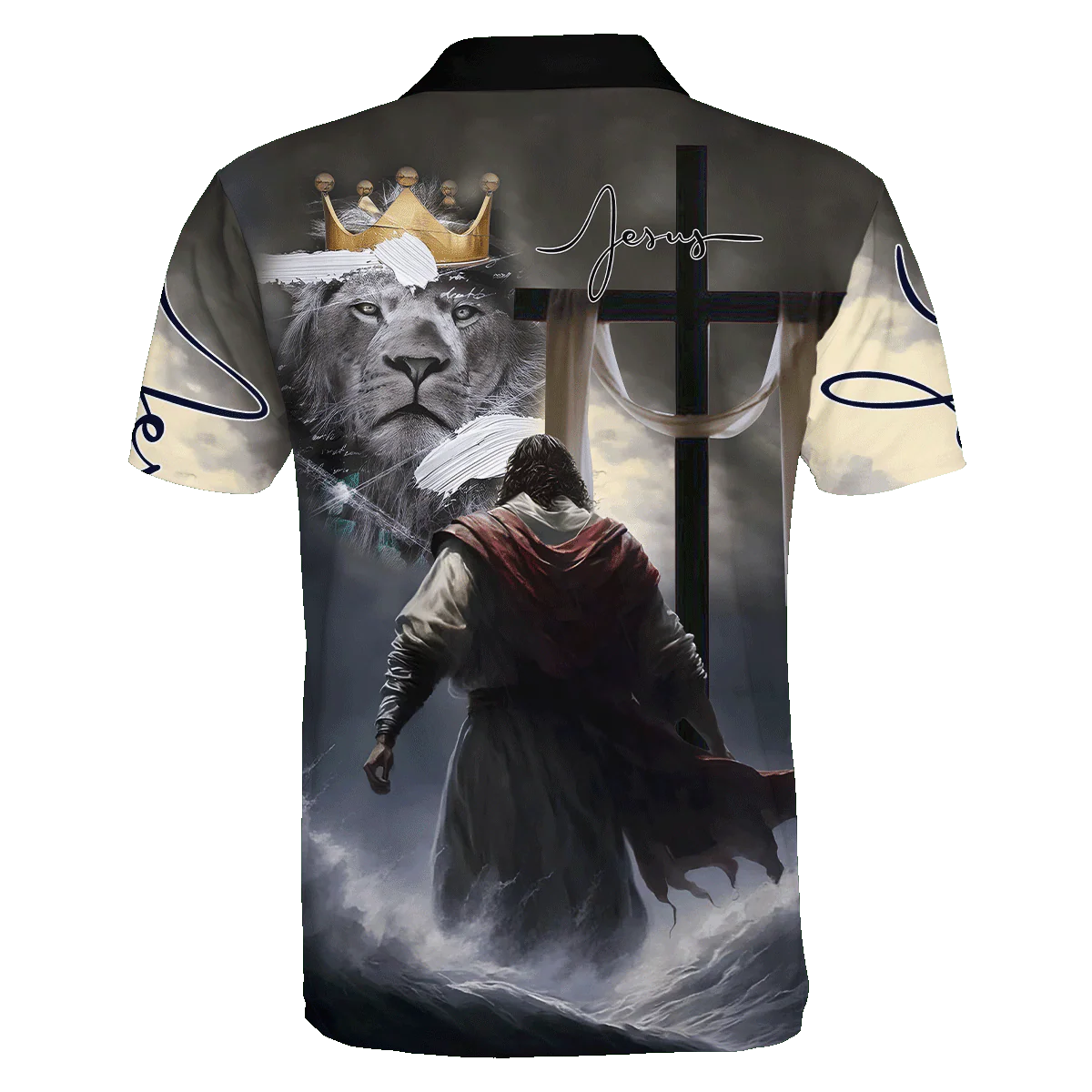 Jesus And The King Lion Polo Shirt For Men - Image 2