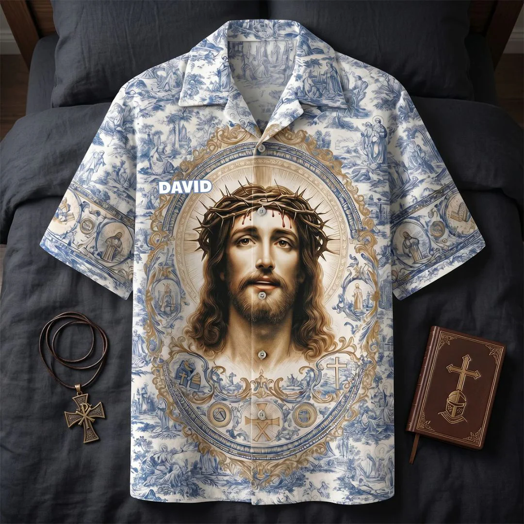 Jesus Christ Toile De Jouy - Personalized Hawaiian Shirt - Gift For Christian Jesus Christ Toile De Jouy - Personalized Hawaiian Shirt - Gift For Christian