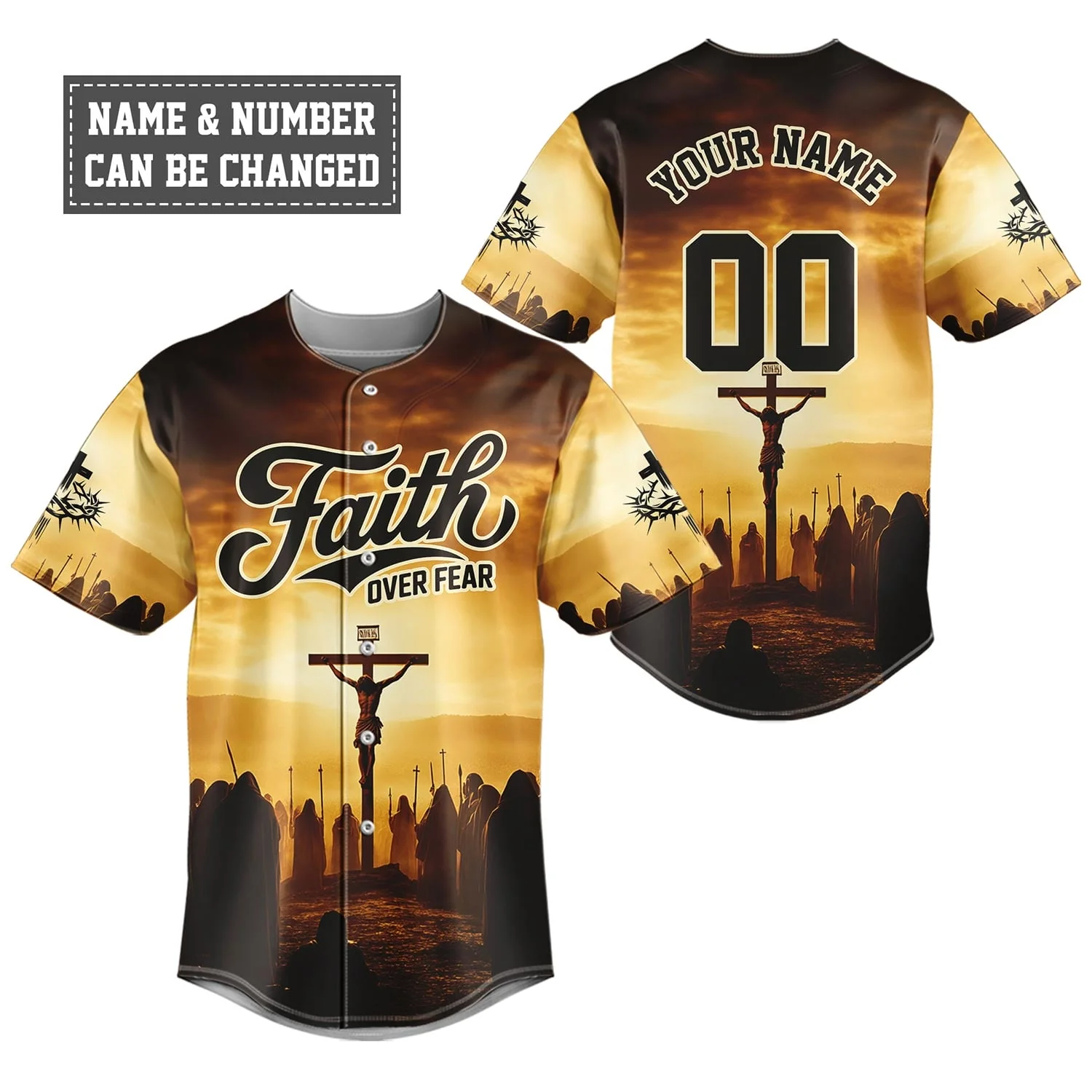 Jesus Faith Over Fear Cross Baseball Jersey Bundle - Image 2