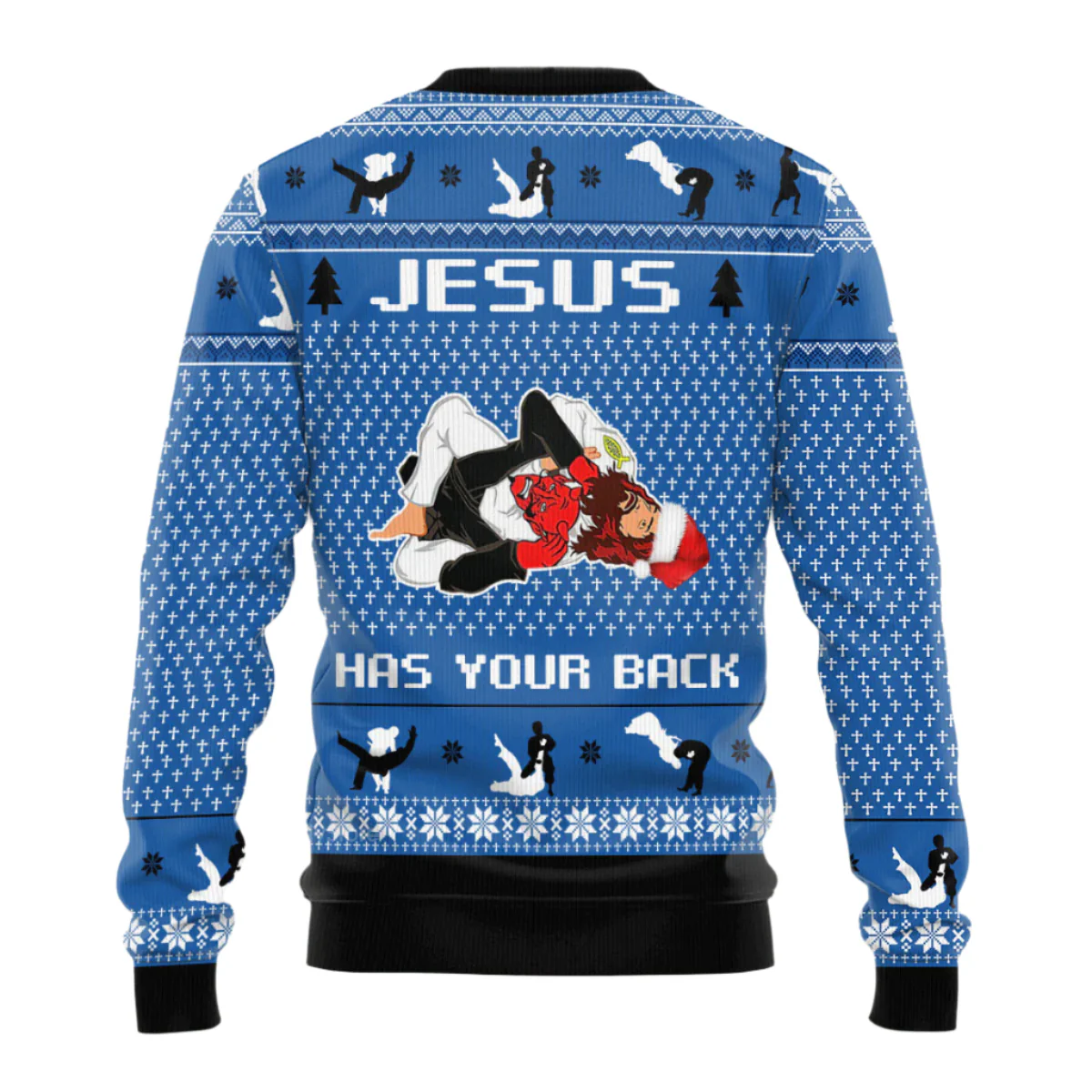 Jesus Has Your Back Jiu Jitsu - Funny Ugly Christmas Sweater - Image 2