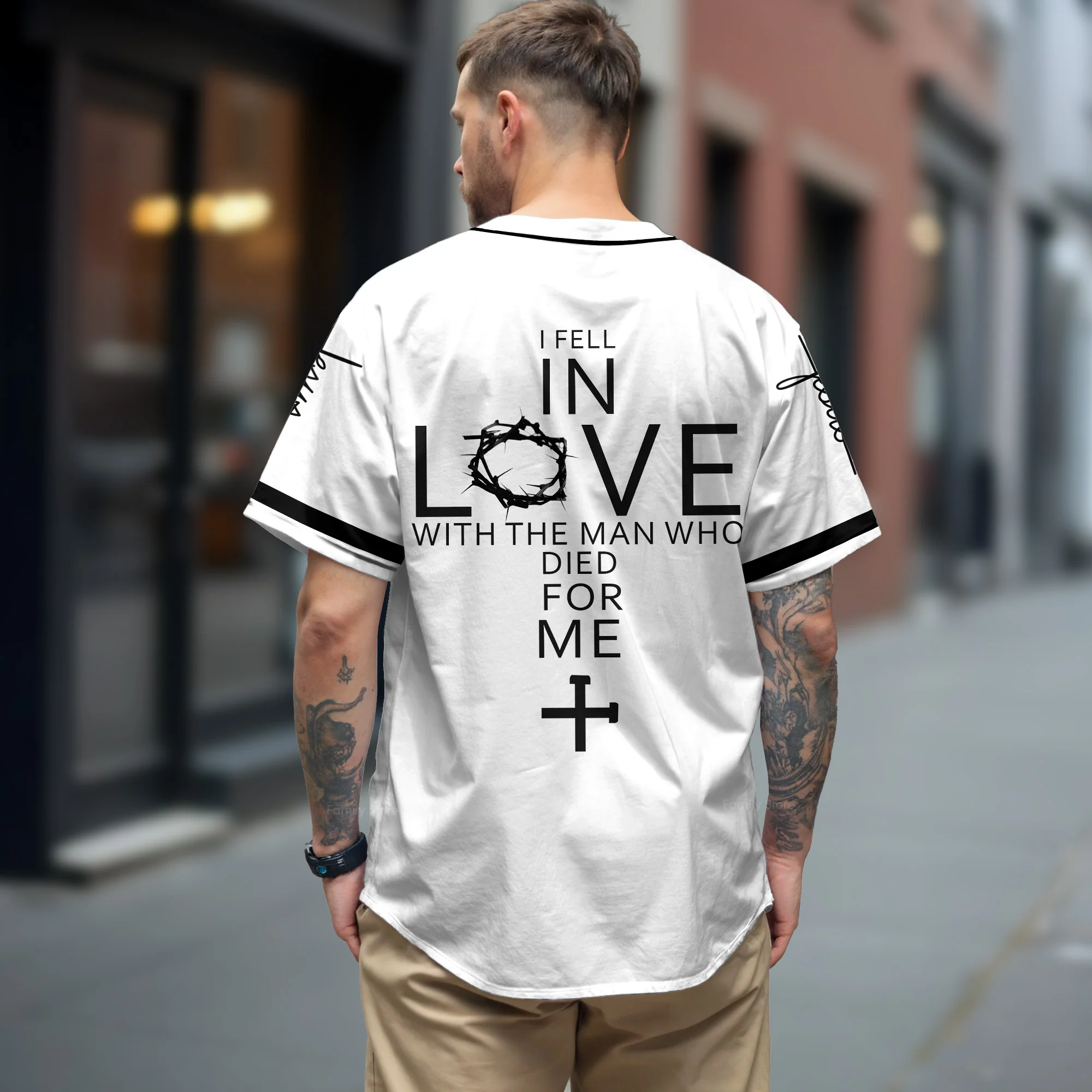 Jesus I feel in love Baseball Tee Jersey Shirt Printed 3D - Image 3