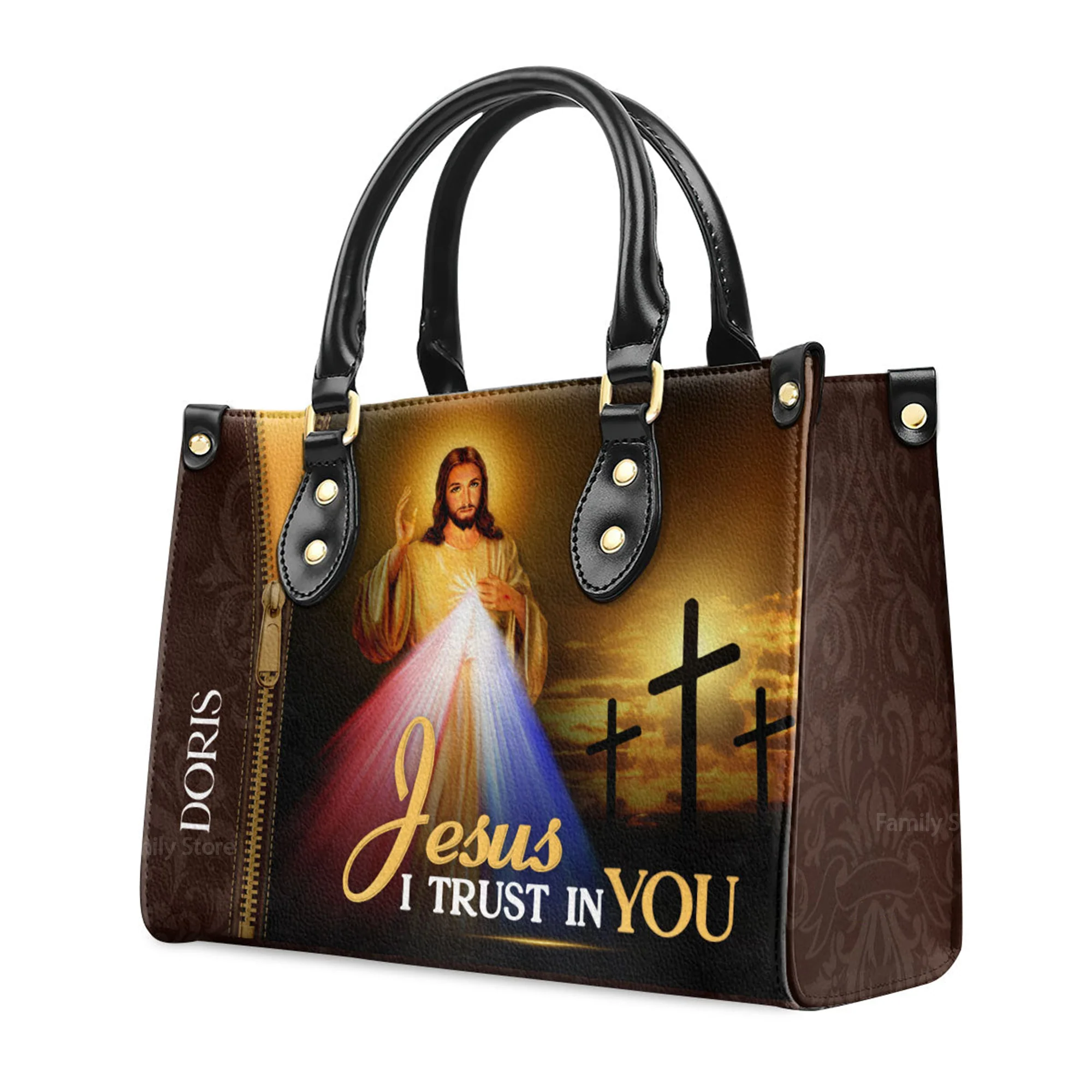Jesus I Trust In You - Thoughtful Gift For Christians - Personalized Leather Handbag With Handle - AT4080833 - Image 3