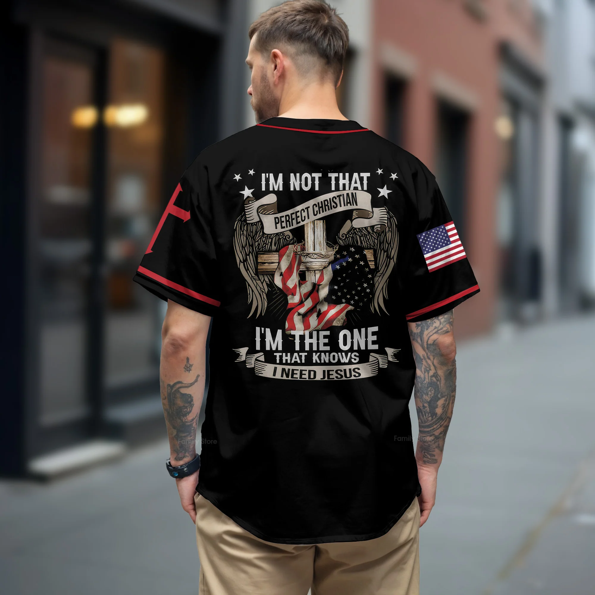 Jesus I'm Not Perfect Christian I'm The One That Knows - Baseball Tee Jersey - Image 3