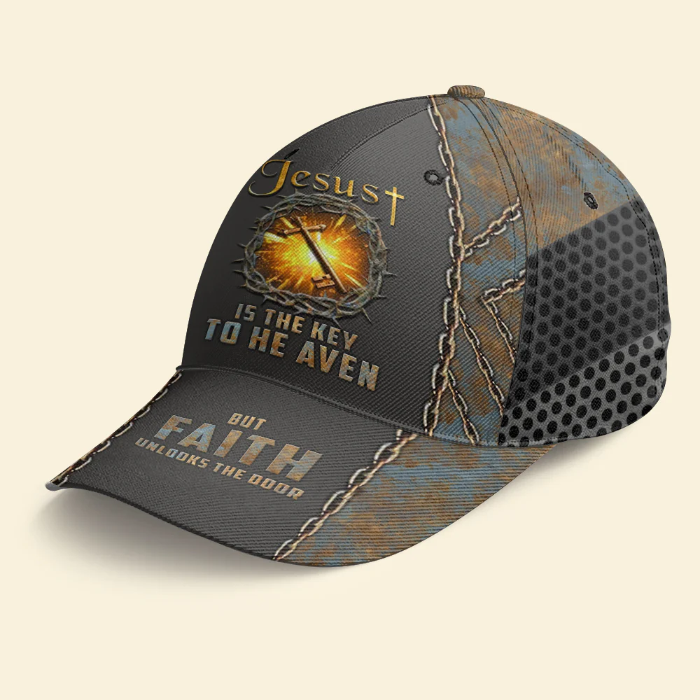 Jesus Is The Key To Heaven But Faith Unlocks The Door Hat Christian Gifts For Men - Image 3