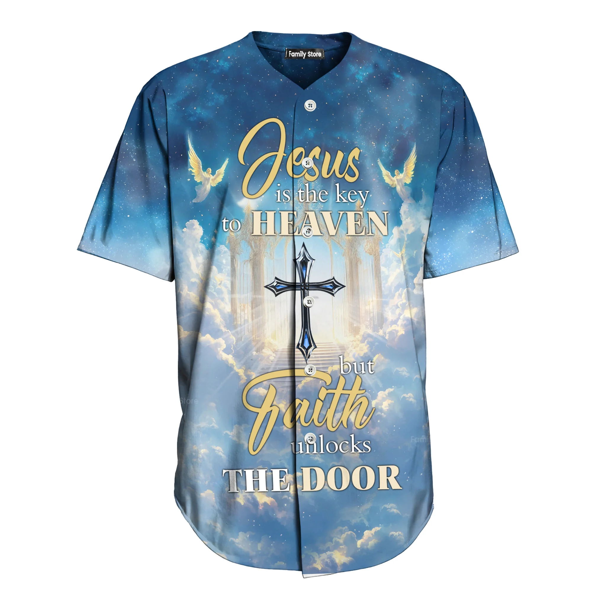 Jesus is the Key to Heaven Custom Name Baseball Jersey - Christant Gift For Him - Image 7