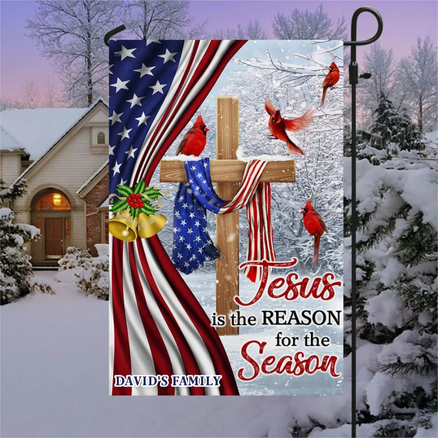 Jesus is The Reason for Season - Personalized Jesus American Flag - Christmas Gift HH01