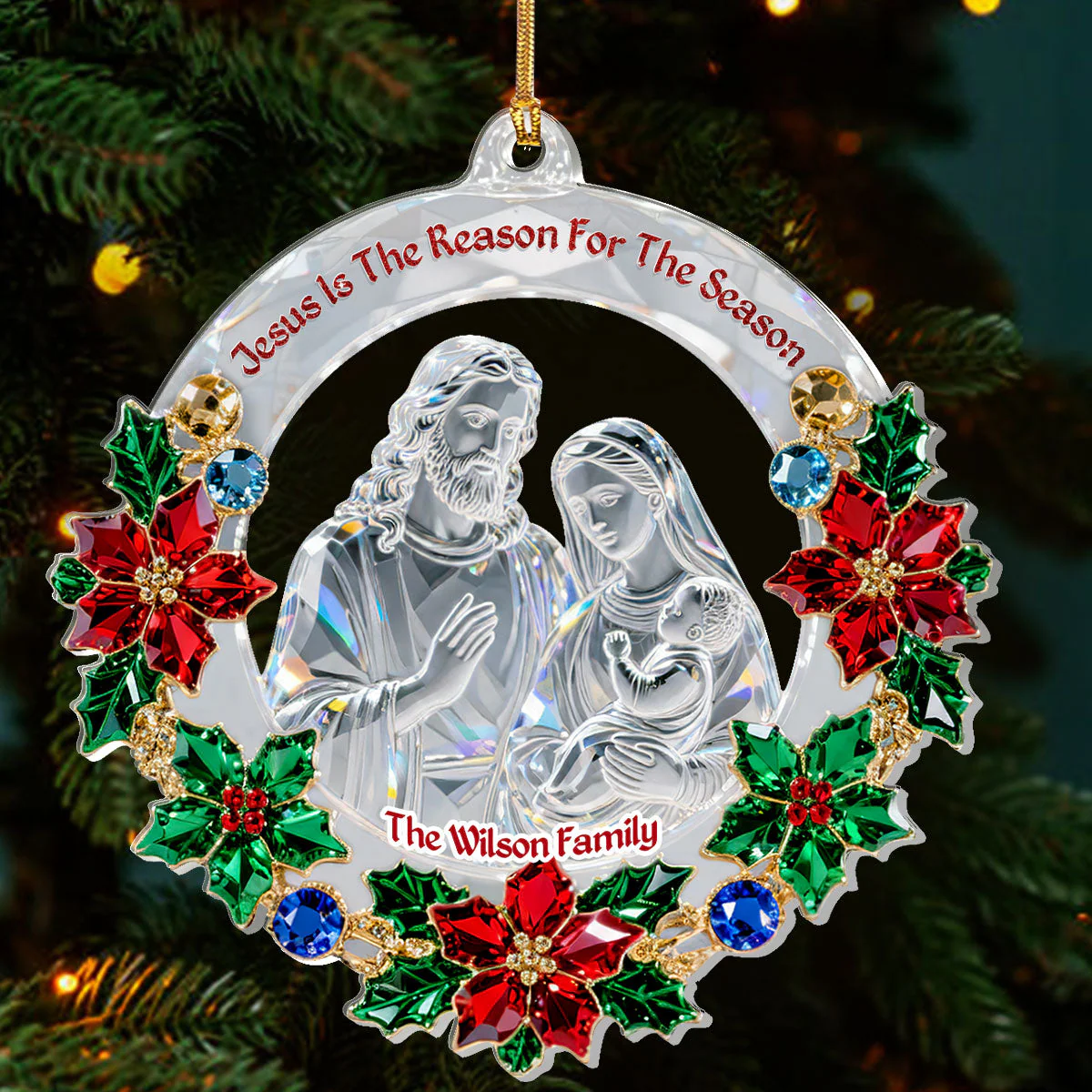 Jesus Is The Reason For The Season - Personalized Acrylic Ornament TD118 - Image 2