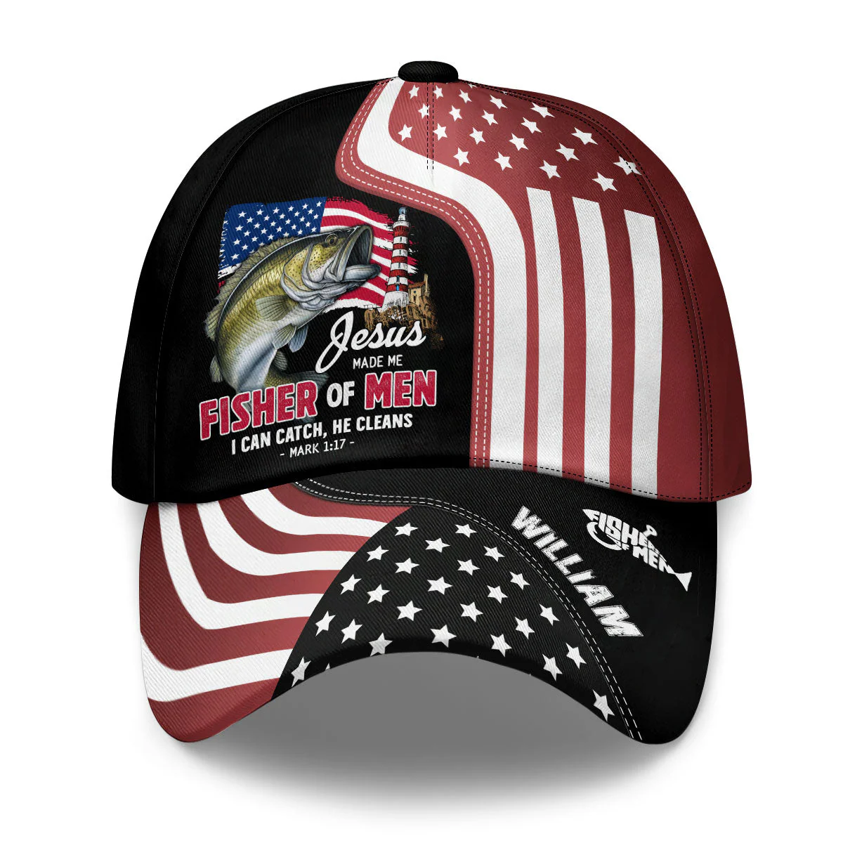 Jesus Made Me A Fisher Of Men - Personalized Classic Cap - Gift For Dad, Husband, Grandpa - Image 2
