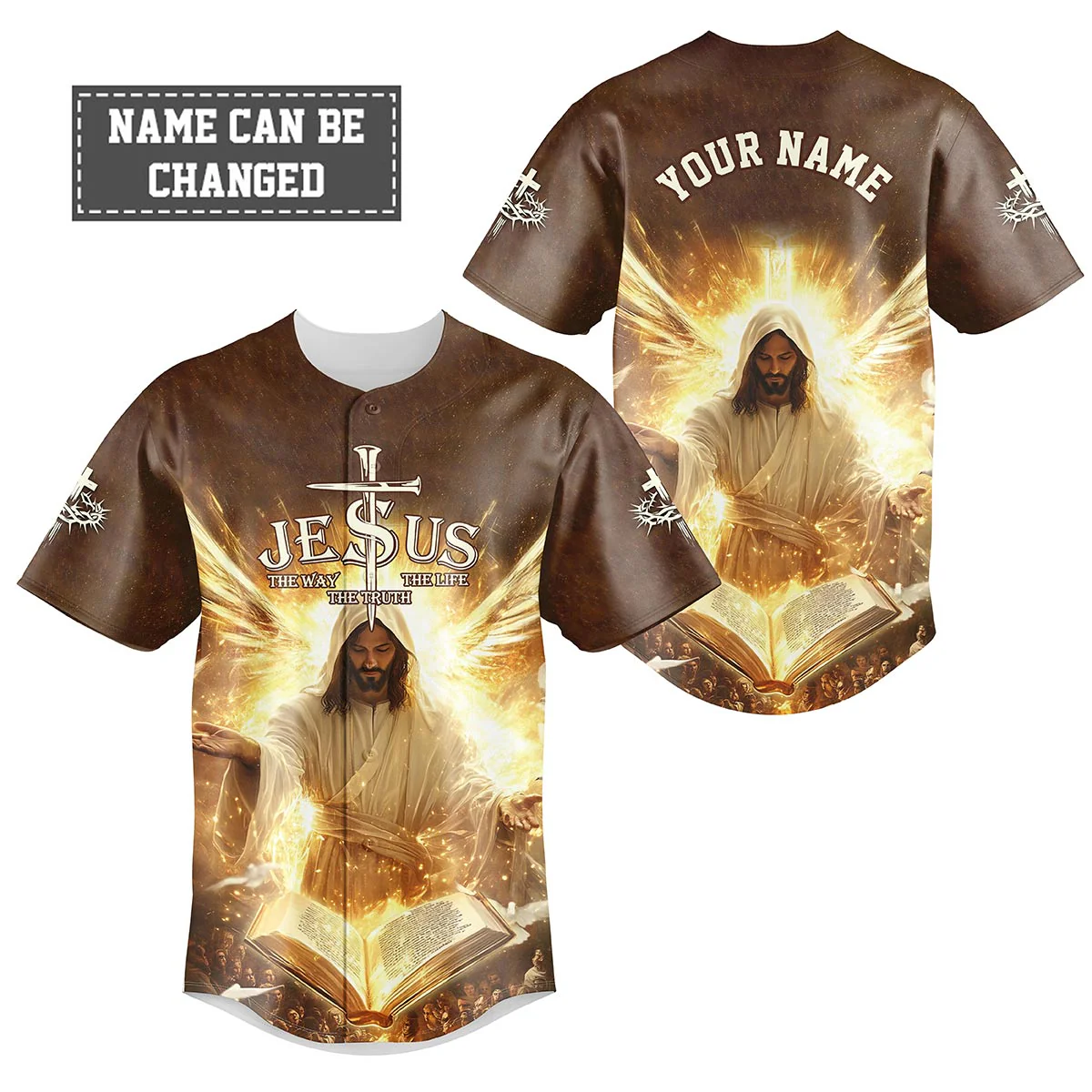 Jesus The Way, The Truth, The Life Custom Name Baseball Jersey - Christant Gift For Him