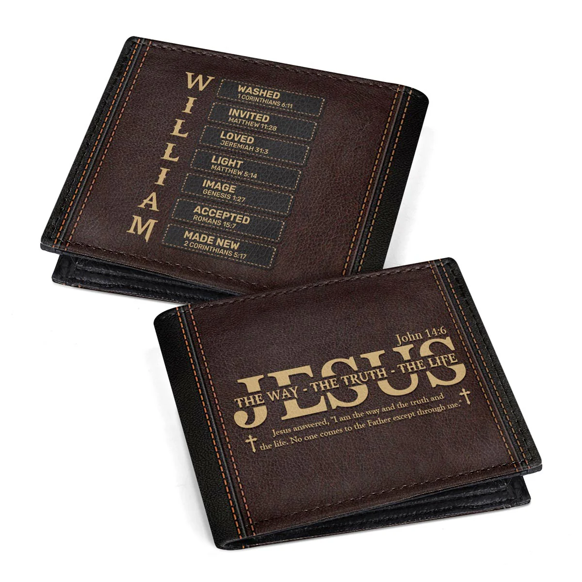 Jesus The Way The Truth The Life - Personalized Folded Wallet For Men