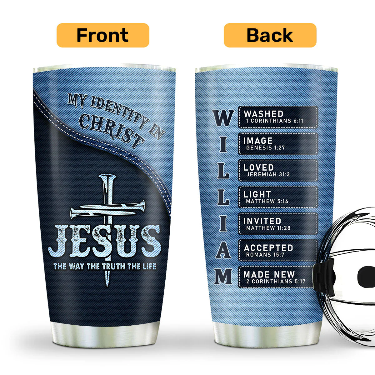 Jesus The Way The Truth The Life - Personalized Stainless Steel Tumbler - Image 2