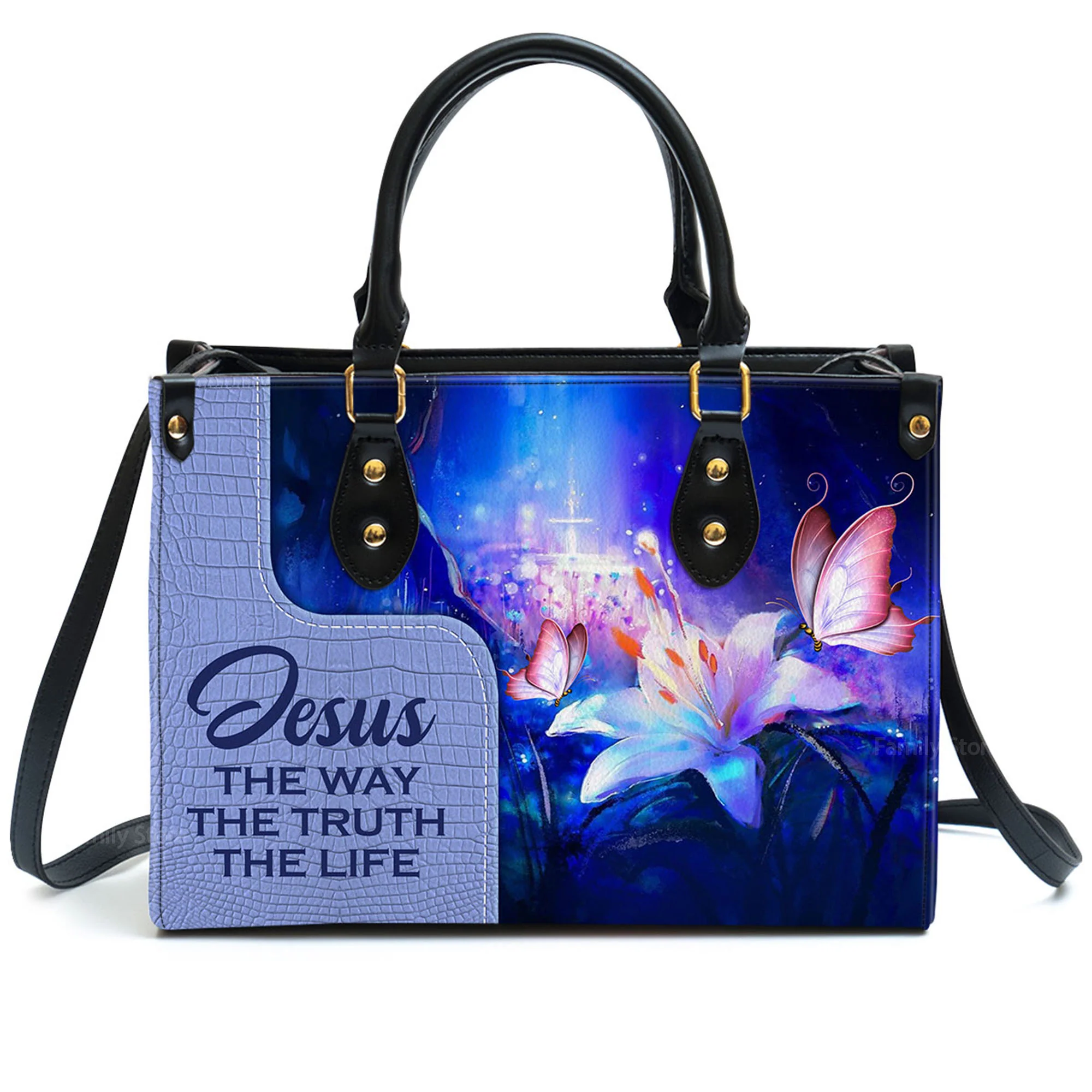 Jesus The Way The Truth The Life - Scripture Gifts For Women Of God - Personalized Leather Handbag With Handle - AT4080607 - Image 2