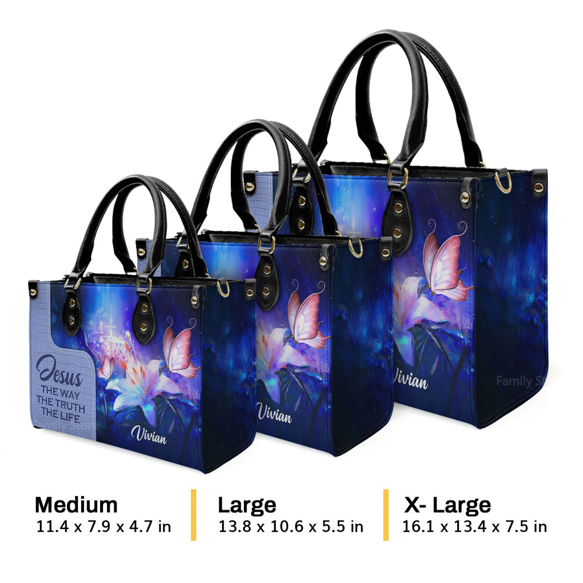 Jesus The Way The Truth The Life - Scripture Gifts For Women Of God - Personalized Leather Handbag With Handle - AT4080607 - Image 4