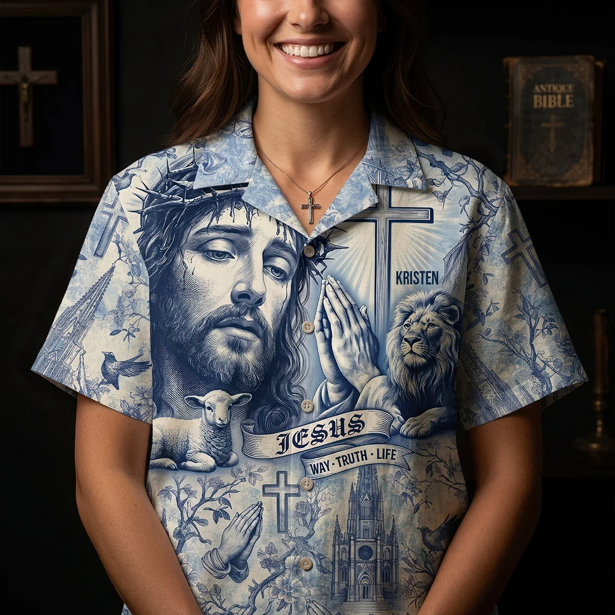 Jesus Way Truth Life Toile De Jouy - Personalized Hawaiian Shirt - Gift For Christian