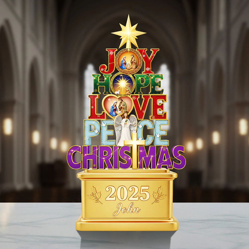 Joy Hope Love Peace Christmas - Personalized Acrylic Plaque - Gifts For Christians HH01 - Image 3