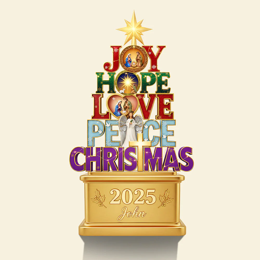 Joy Hope Love Peace Christmas - Personalized Acrylic Plaque - Gifts For Christians HH01 - Image 4