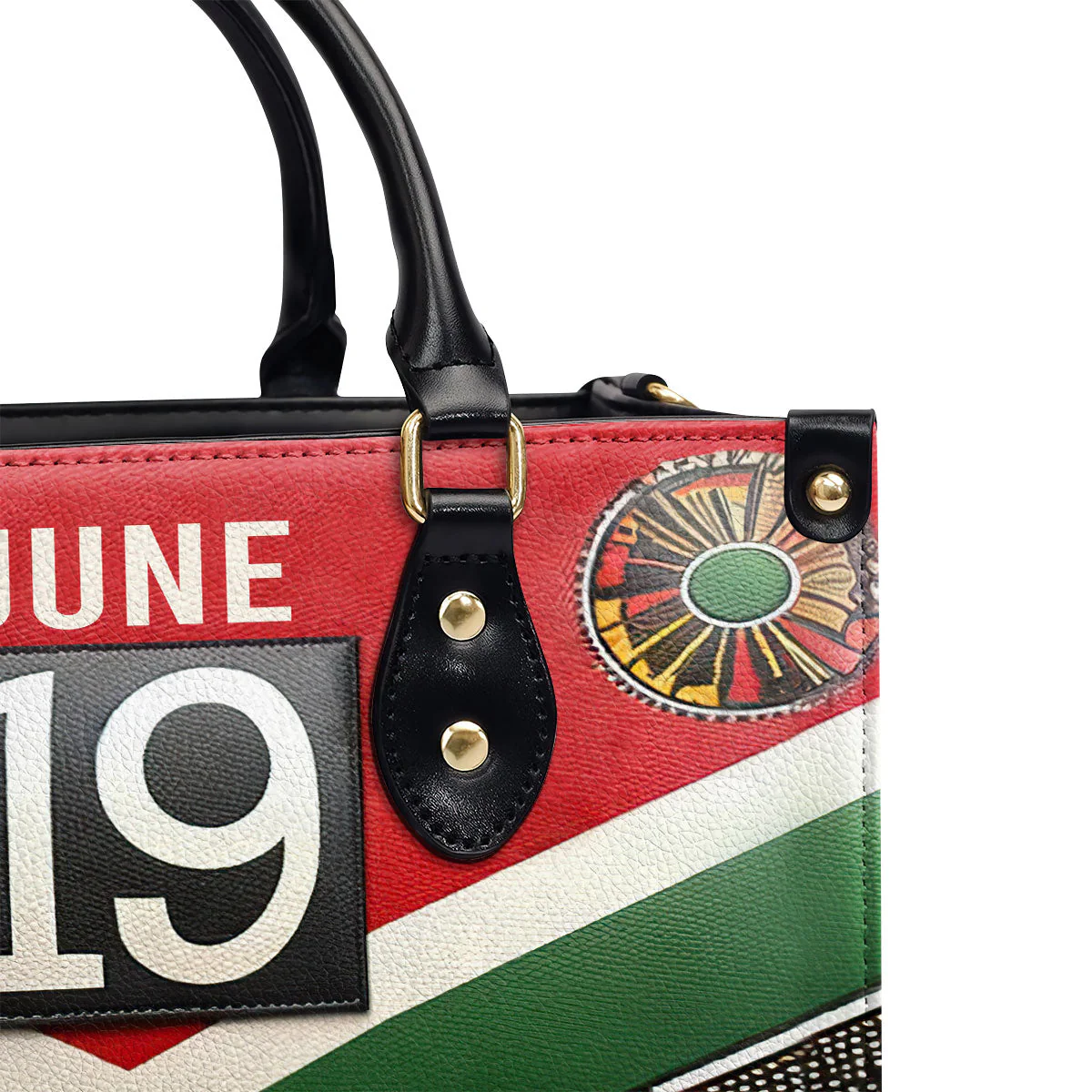 June 19 Black Power Raise Fist - Pan African Flag Leather Handbag - Juneteenth Gift For Her HD95 - Image 6