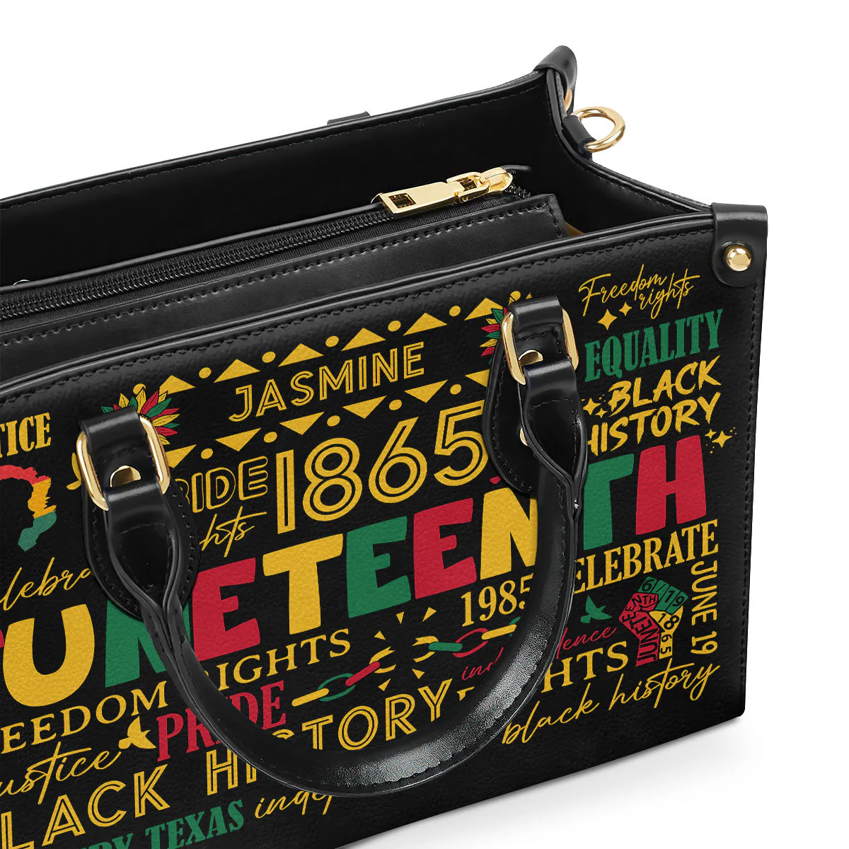 Juneteenth Black History Celebration - Pan African Pride Custom Leather Handbag - Gift For Her HD95 - Image 2