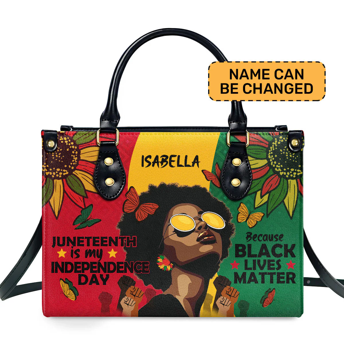 Juneteenth Independence Day - Custom Name Leather Handbag – Black Lives Matter Pride Gift For Her HD95