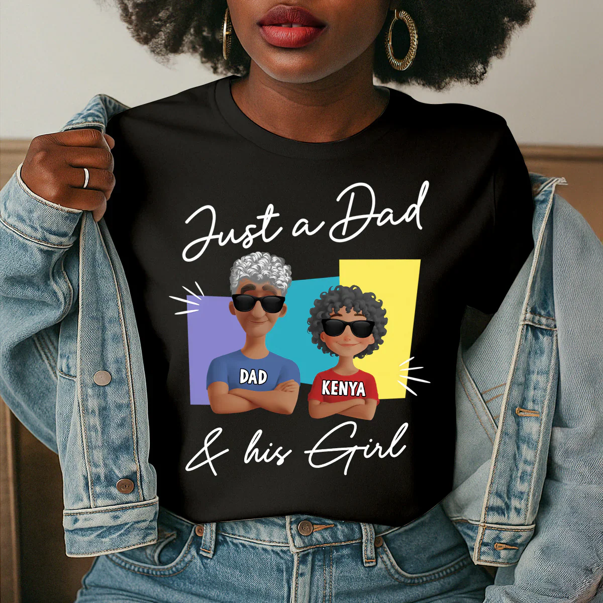 Just A Dad and His Girl Shirt - Custom Father Daughter T-Shirt With Names - Gift For Dad, Father's Day | GR29 HD95 - Image 2