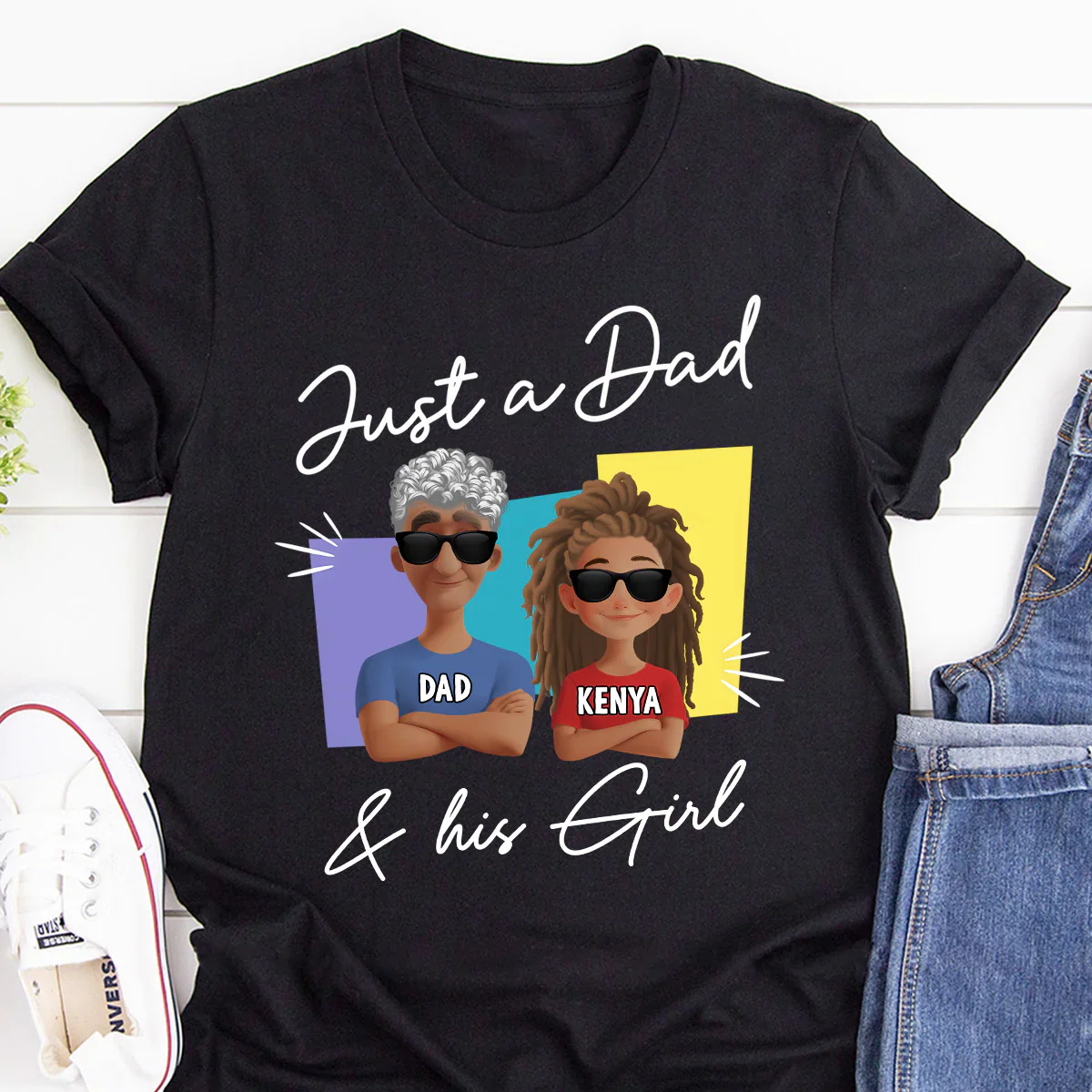 Just A Dad and His Girl Shirt - Custom Father Daughter T-Shirt With Names - Gift For Dad, Father's Day | GR29 HD95 - Image 3