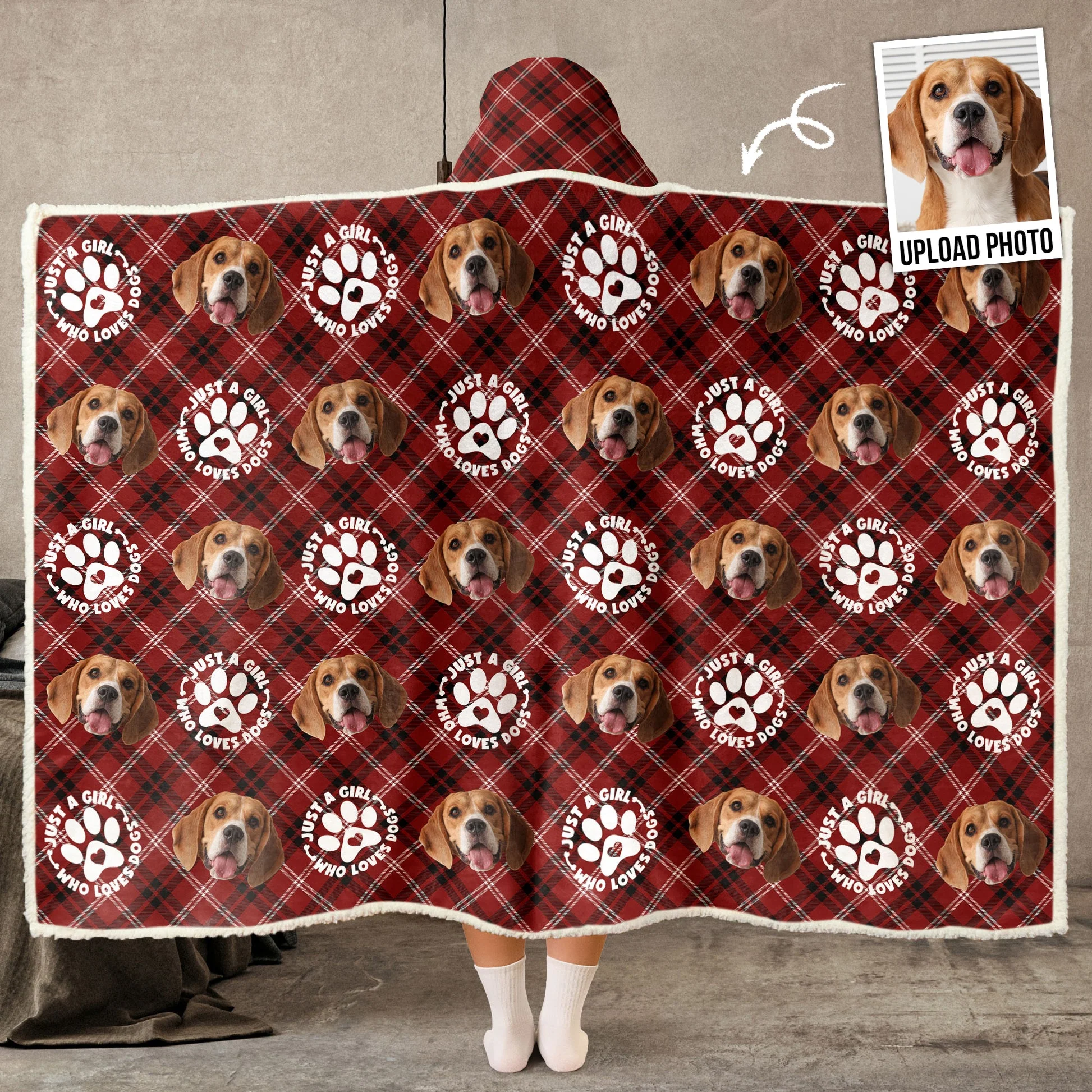 Just A Girl Loves Dogs - Personalized Wearable Hooded Blanket - Gift For Pet Lovers | NA94