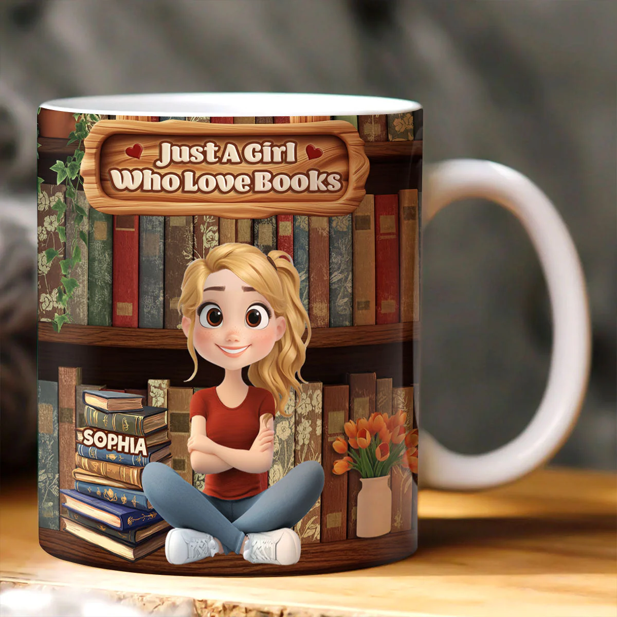 Just A Girl Who Love Books -  Personalized Ceramic Mug - Gift For Book Lover