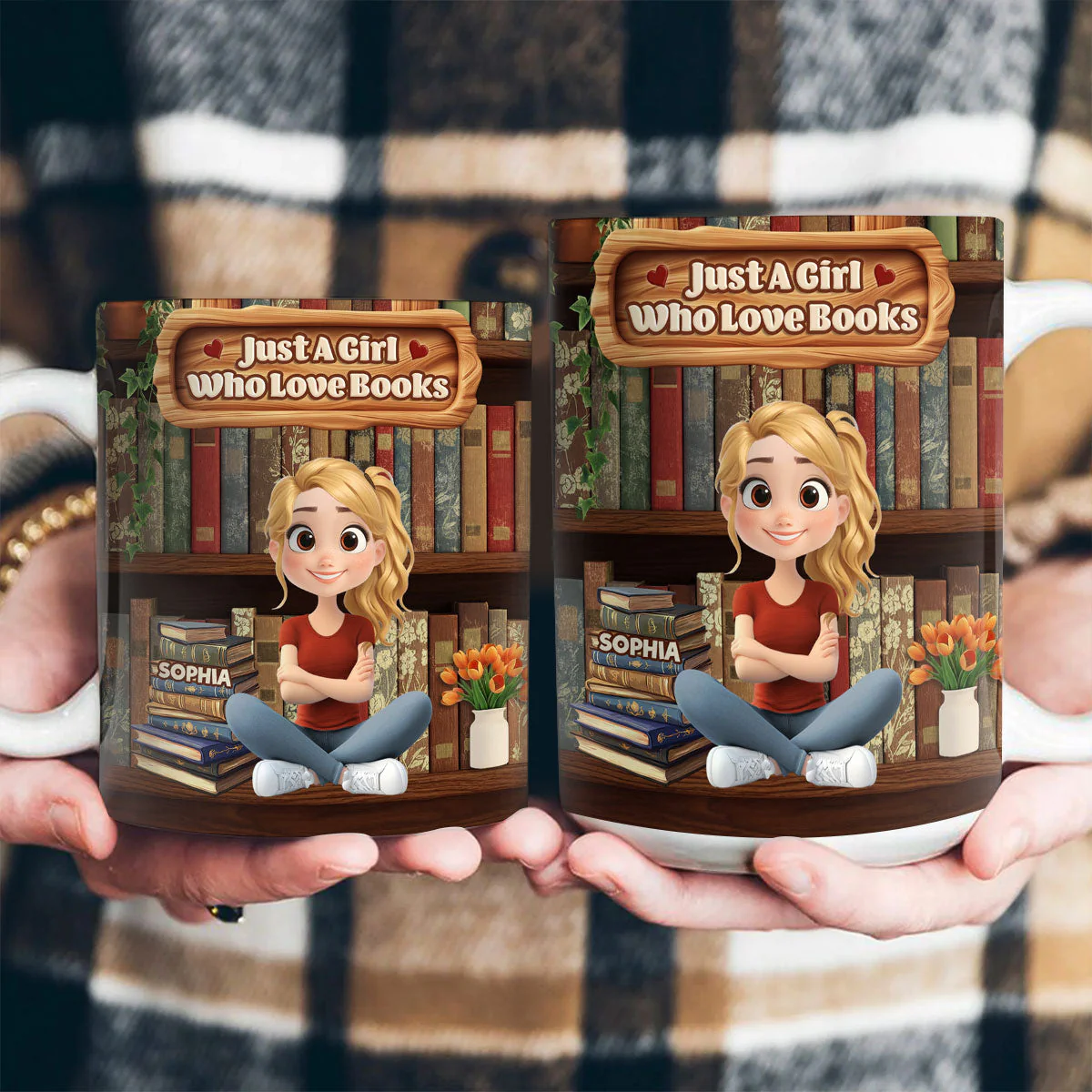 Just A Girl Who Love Books -  Personalized Ceramic Mug - Gift For Book Lover - Image 2