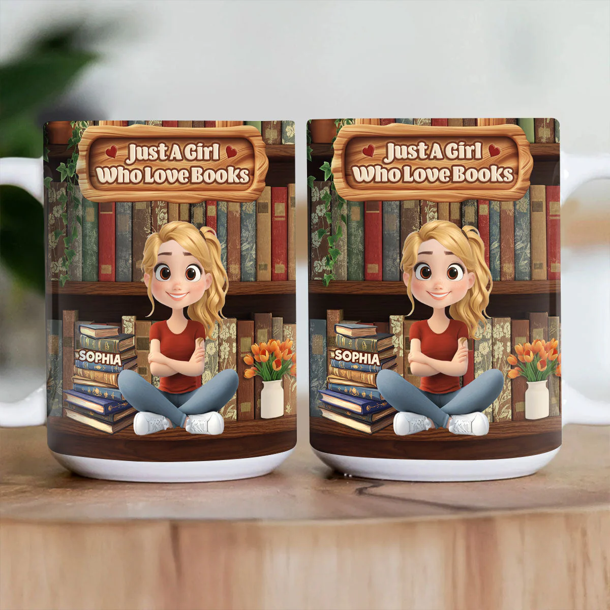Just A Girl Who Love Books -  Personalized Ceramic Mug - Gift For Book Lover - Image 3
