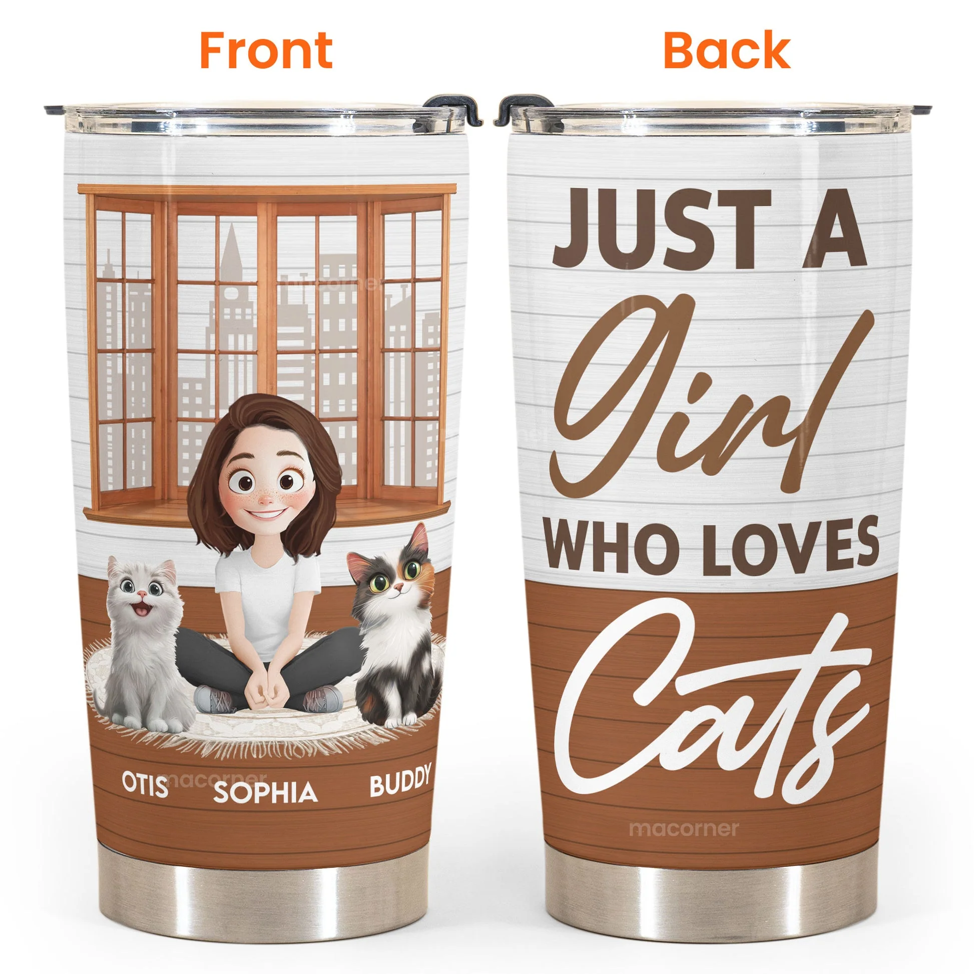 Just A Girl Who Love Cats Cartoon Cat - Personalized Tumbler Cup - Gift for Pet Owners, Pet Lovers, Cat Mom | CLP15 NH96 - Image 4