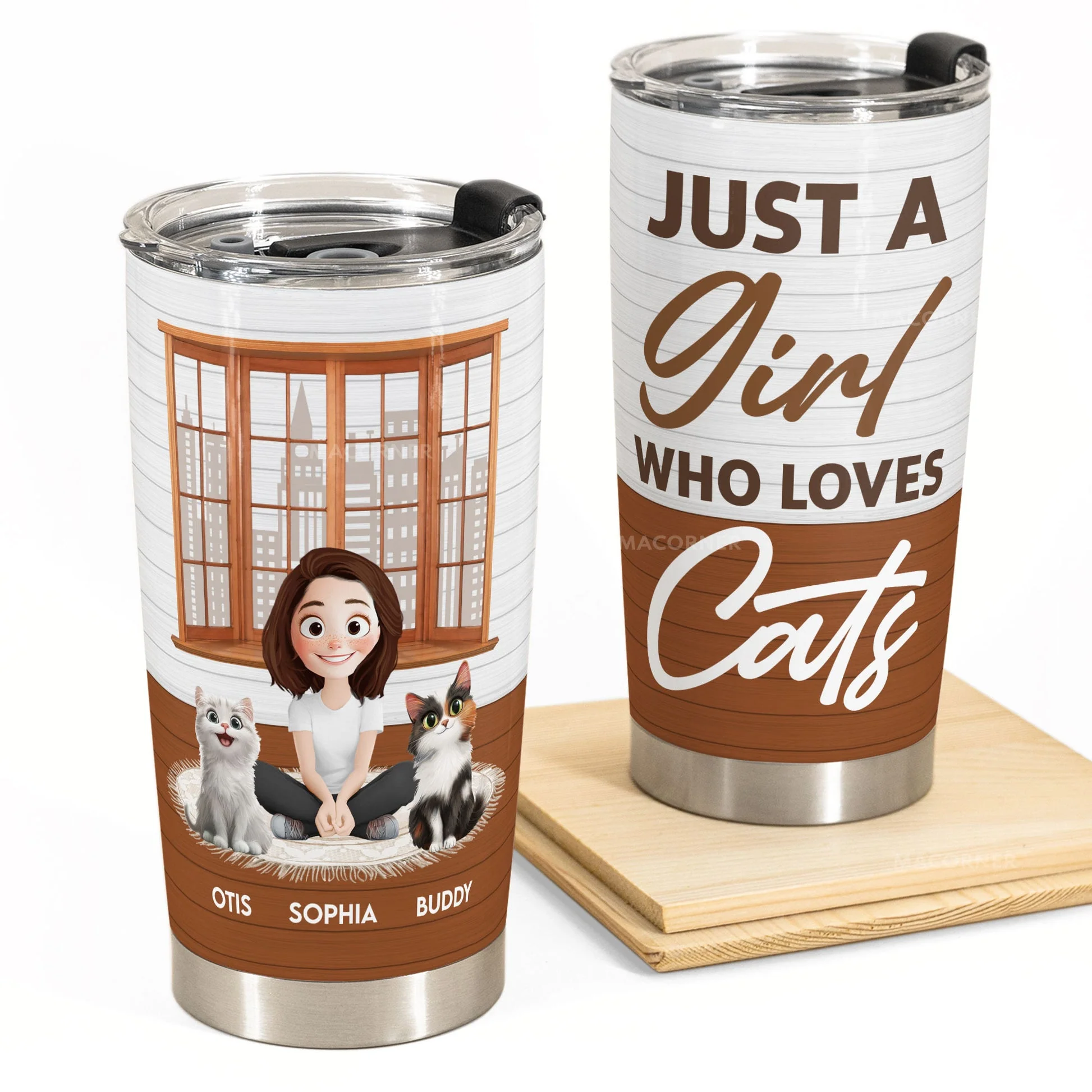 Just A Girl Who Love Cats Cartoon Cat - Personalized Tumbler Cup - Gift for Pet Owners, Pet Lovers, Cat Mom | CLP15 NH96 - Image 5