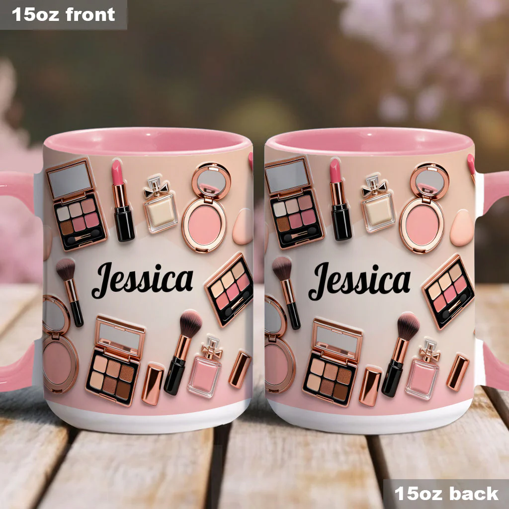 Just A Girl Who Love Makeup - Personalized Accent Mug - Gift For Her, Makeup Artists NL122 - Image 3