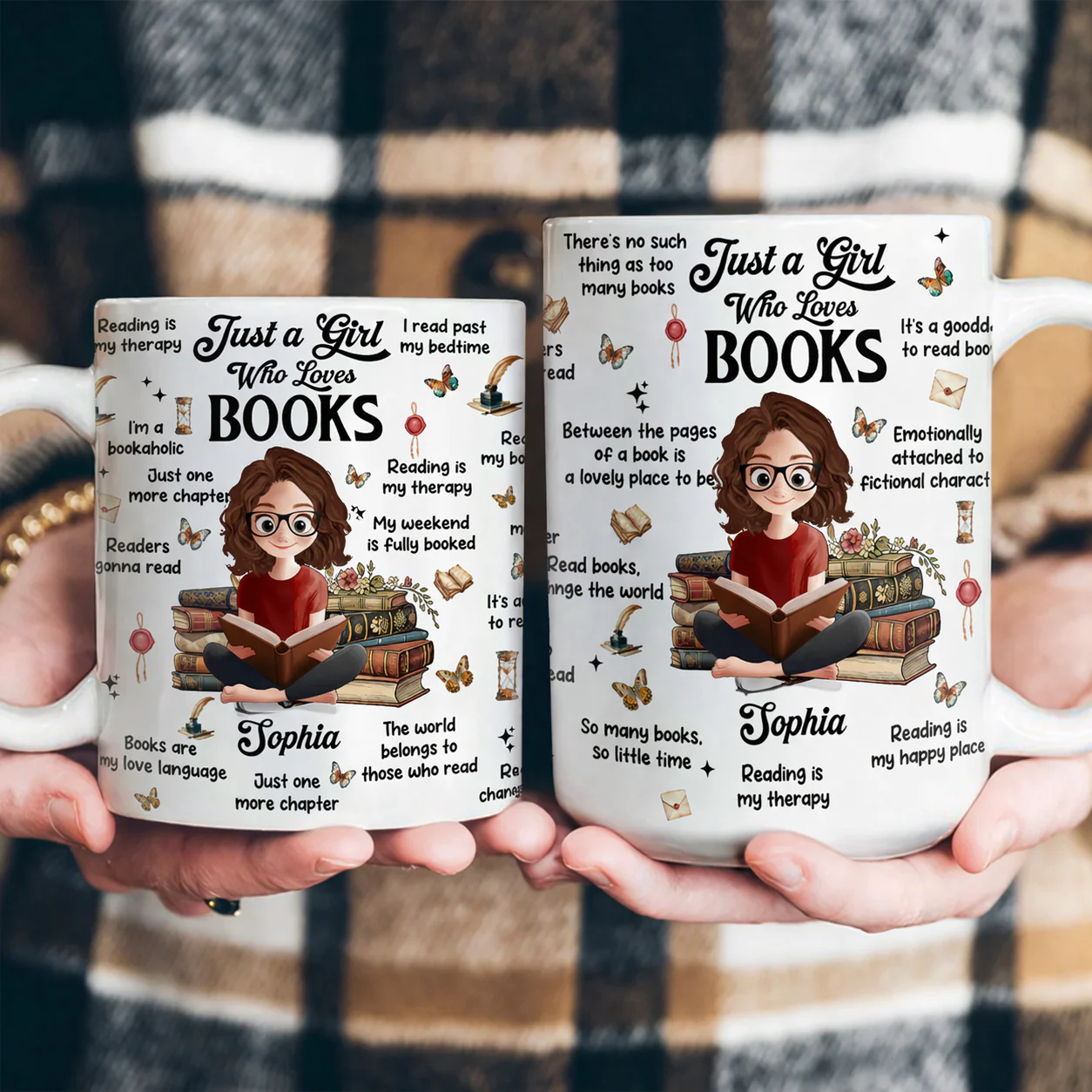 Just A Girl Who Loves Books Just A Boy Who Loves Books - Personalized Ceramic Mug - Image 3