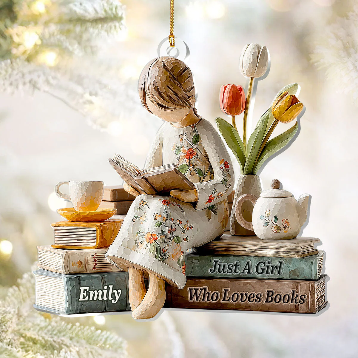 Just A Girl Who Loves Books - Personalized 1-Layer Acrylic Ornament HL128